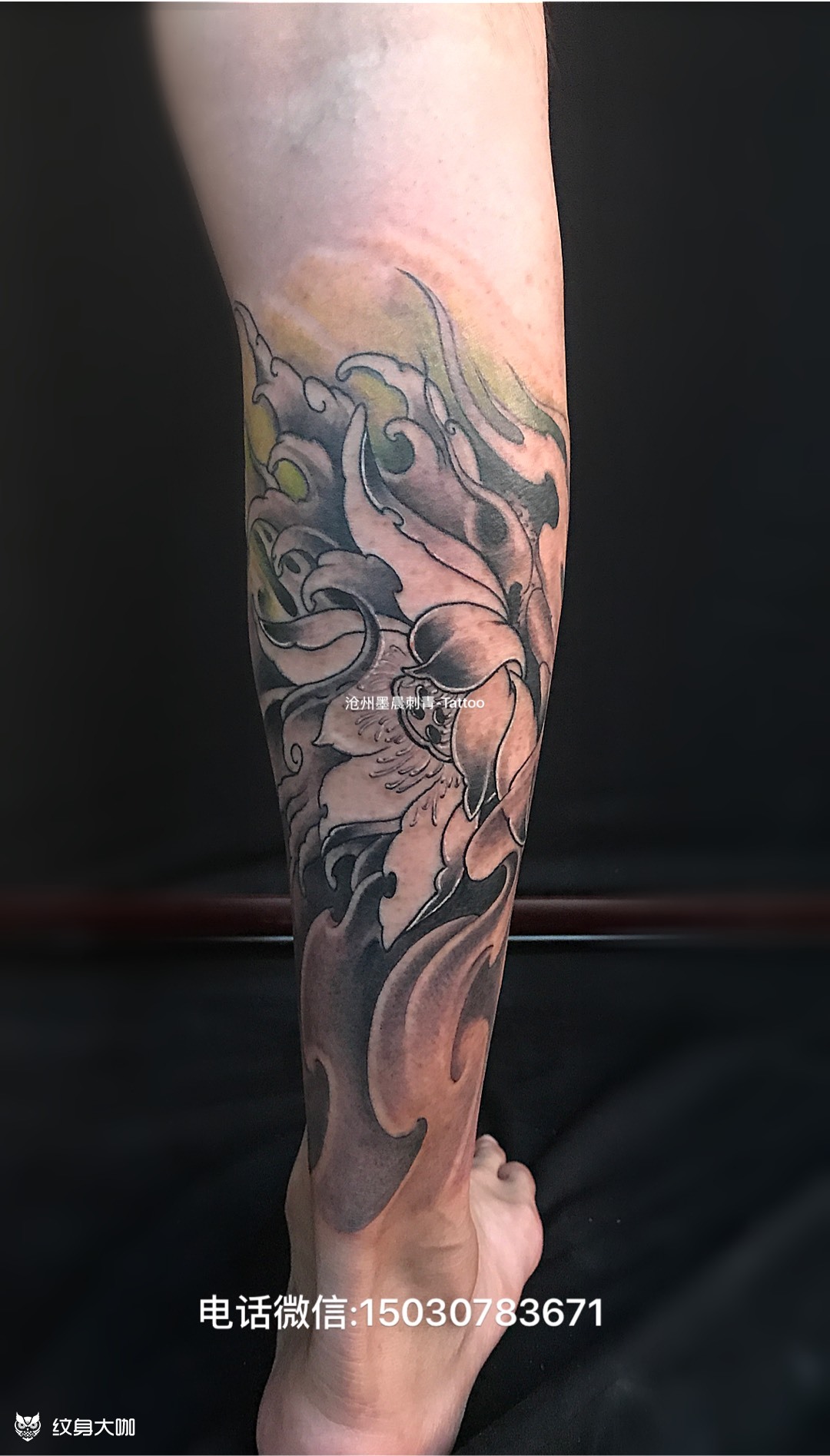 小腿莲花_纹身图案手稿图片_墨晨的纹身作品集
