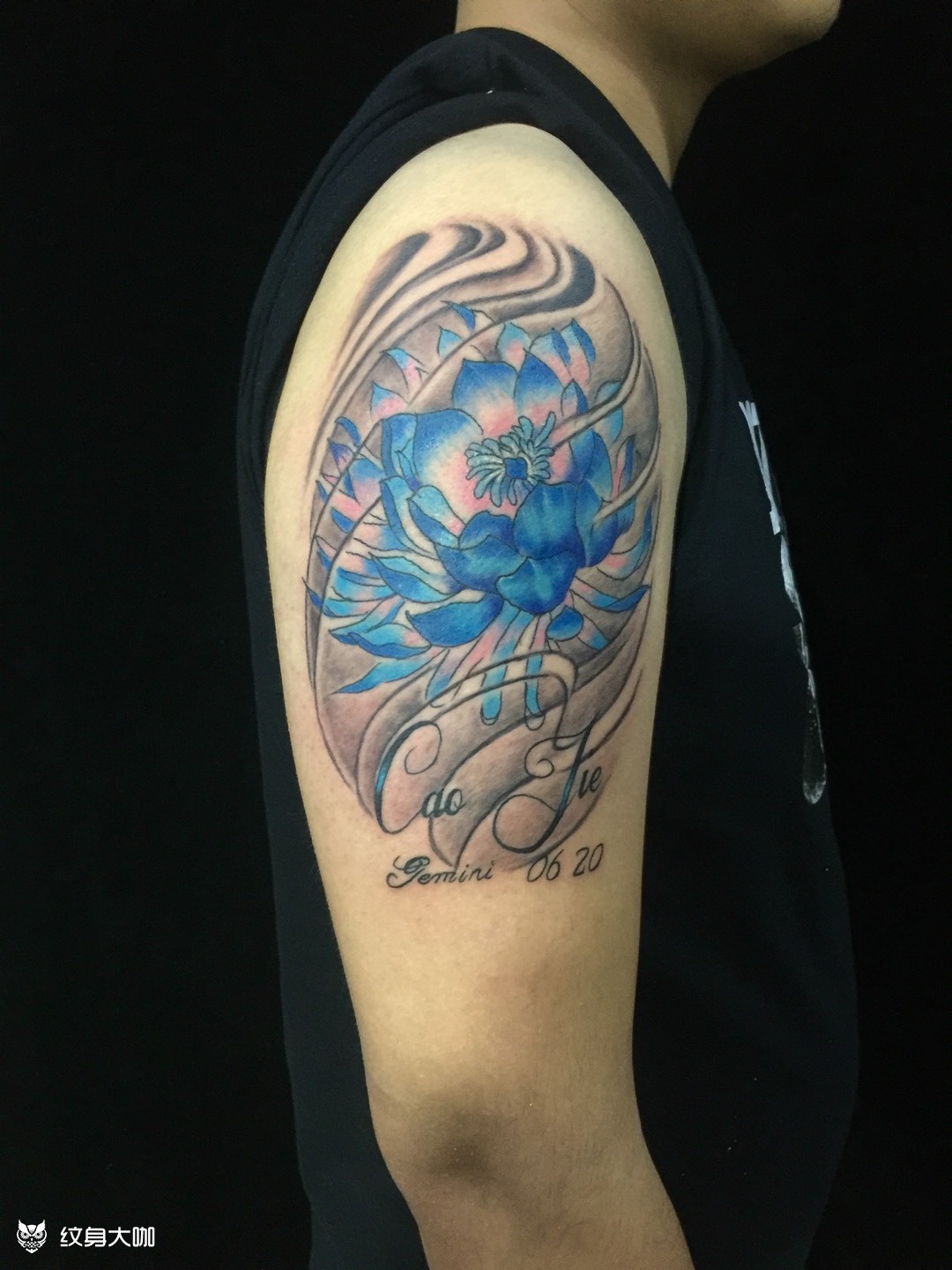 蓝莲花_纹身图案手稿图片_李珠清的纹身作品集
