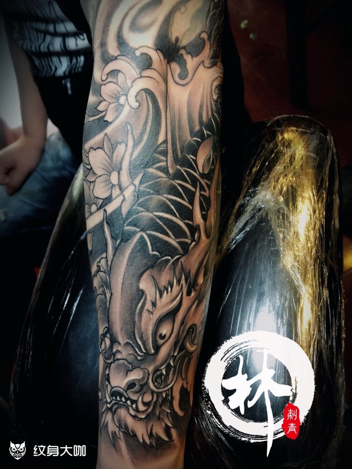 鳌鱼_纹身图案手稿图片_林杨的纹身作品集