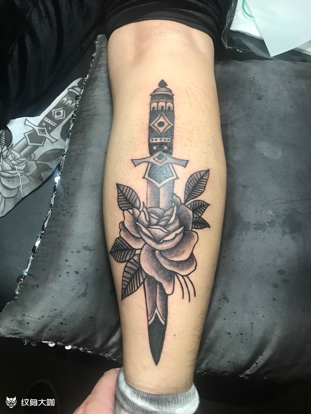 雌剑完成_纹身图案手稿图片_面具的纹身作品集