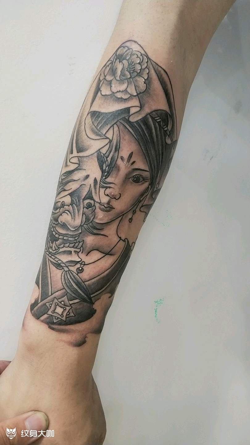 般若艺伎_纹身图案手稿图片_邵克杰的纹身作品集