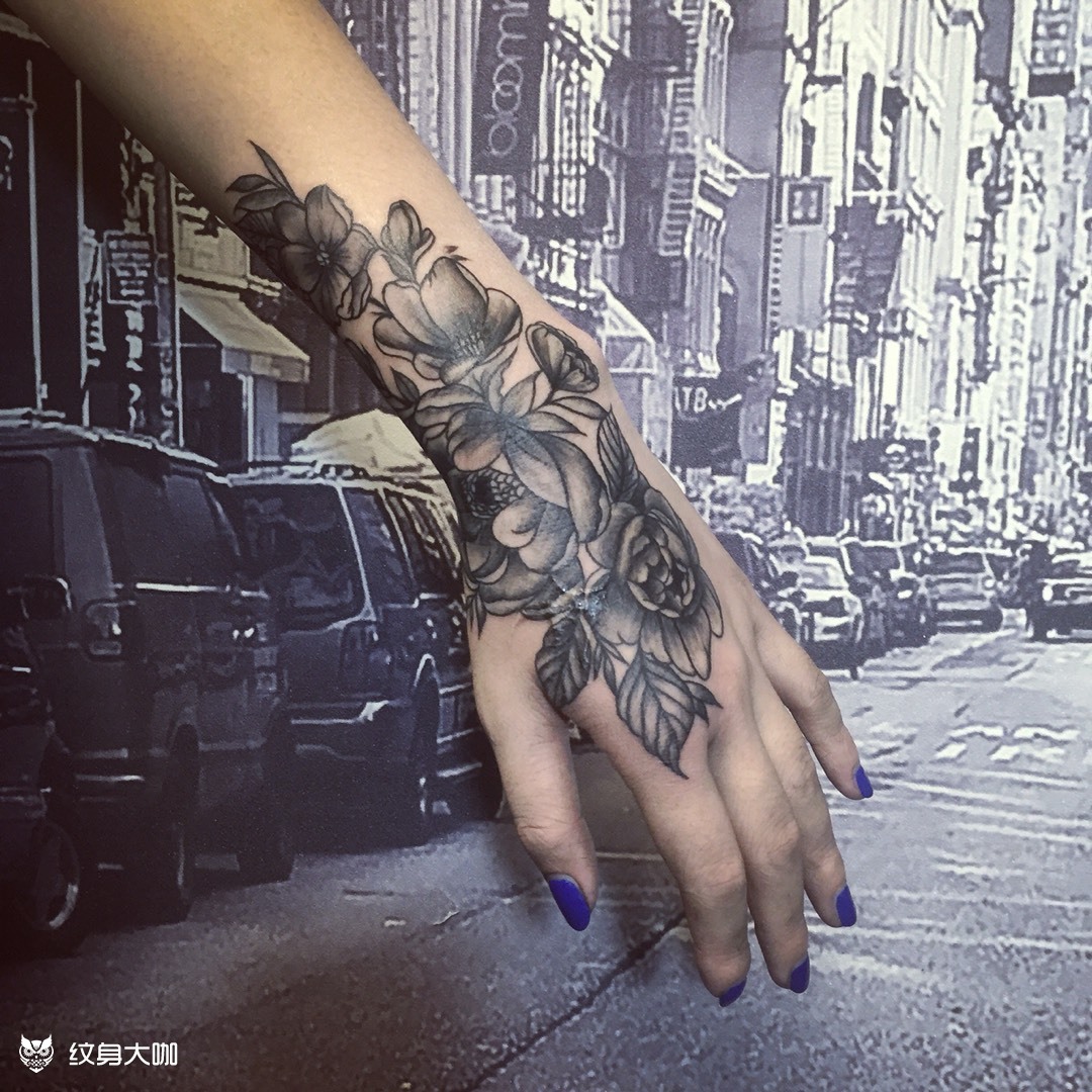 手背花_纹身图案手稿图片_大柔的纹身作品集