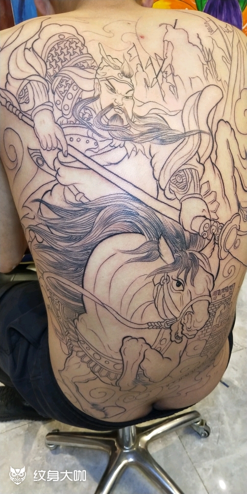 关公踏马_纹身图案手稿图片_影tattoo的纹身作品集