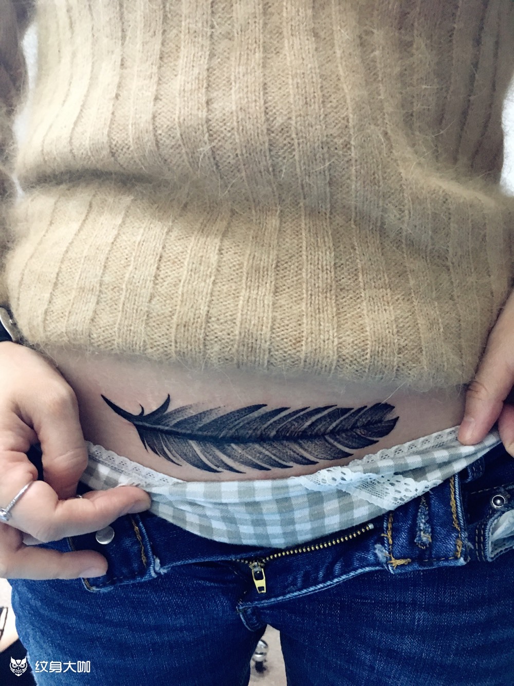 羽毛覆盖剖腹产_纹身图案手稿图片_ken的纹身作品集