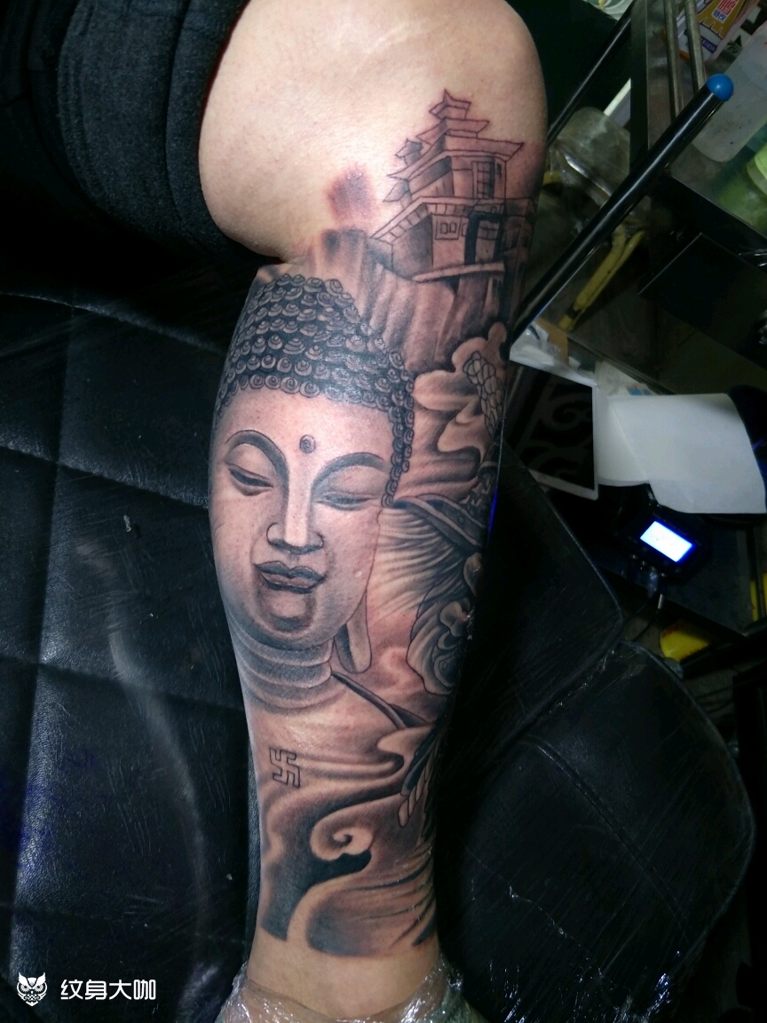 包小腿悟空佛_纹身图案手稿图片_顾友如的纹身作品集