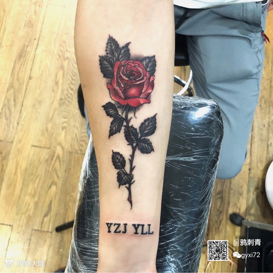 带刺的玫瑰_纹身图案手稿图片_小郭的纹身作品集