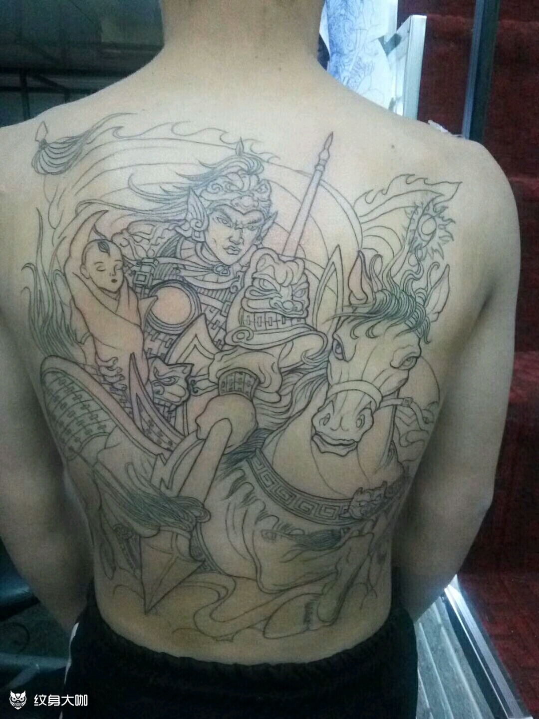 赵云单骑救阿斗,线条_纹身图案手稿图片_针惜的纹身作品集