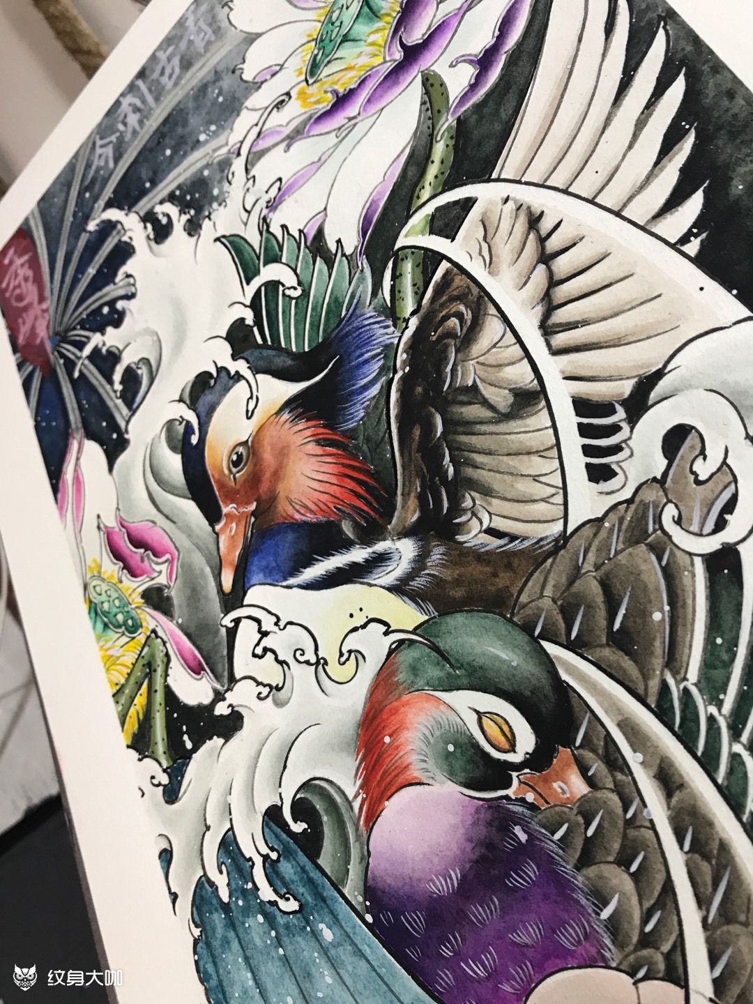 鸳鸯_纹身图案手稿图片_徐秀峰的纹身作品集