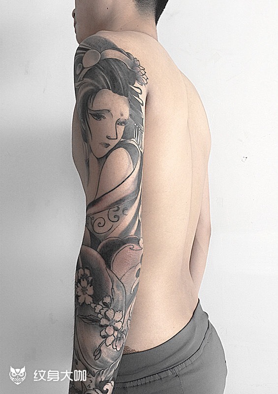 花臂完成_纹身图案手稿图片_炎的纹身作品集