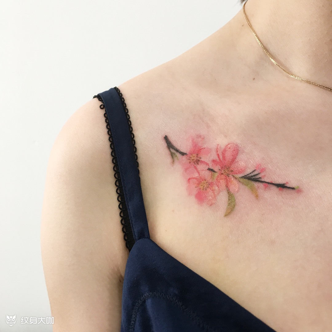 桃花_纹身图案手稿图片_姜佬的纹身作品集