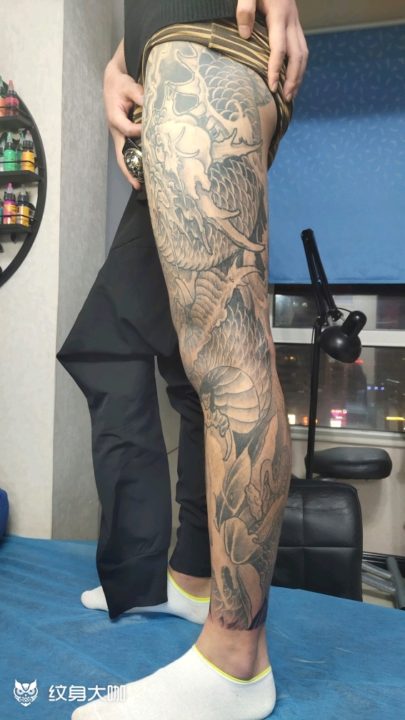 花腿龙去年这个时候做的花腿 _纹身吧社区 - 纹身大咖