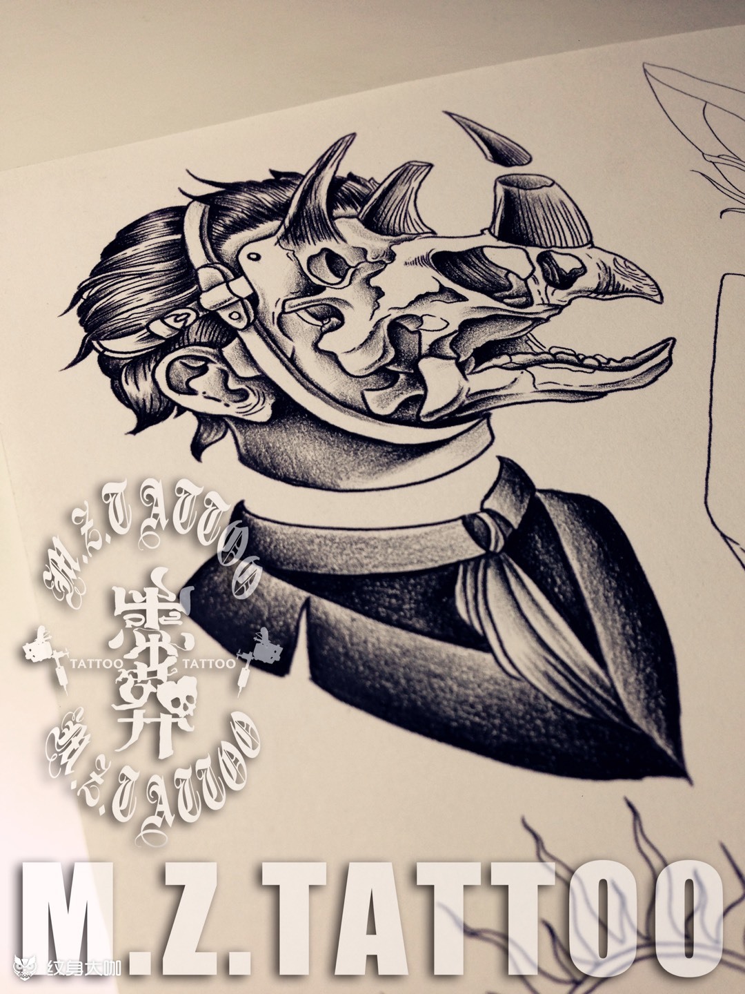 黑白school _纹身图案手稿图片_陈洋的纹身作品集