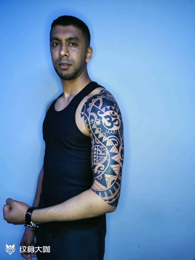 外国友人大臂玛雅图腾感谢外国_纹身吧社区 - 纹身大咖