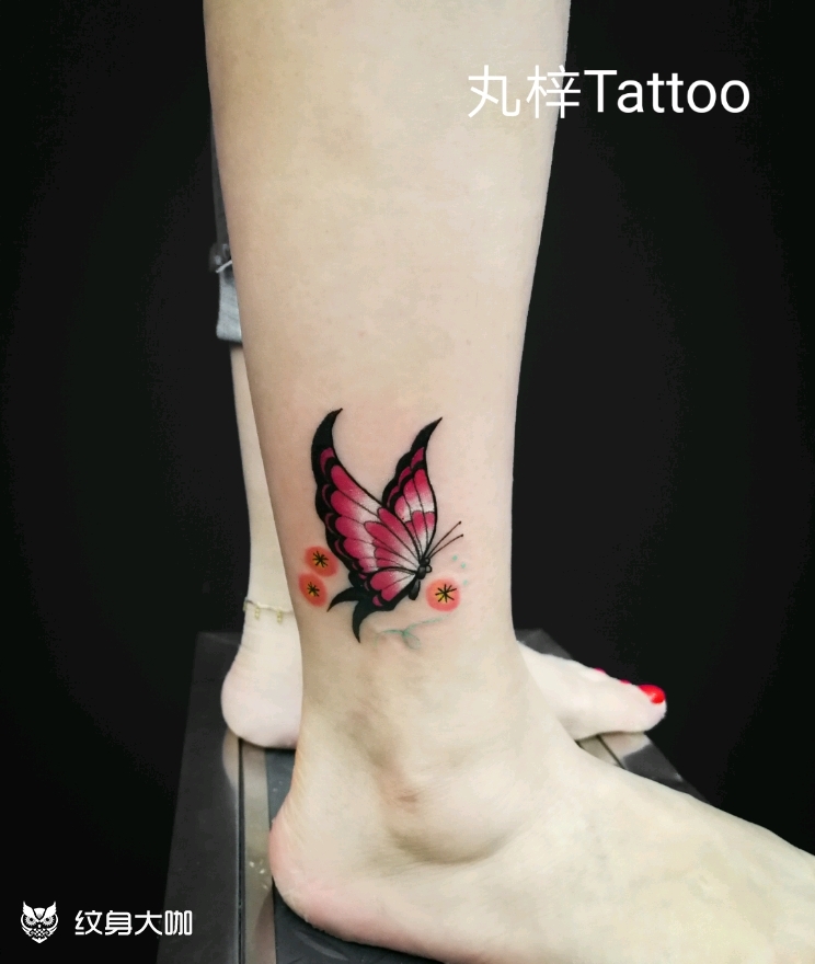 脚踝小蝴蝶_纹身图案手稿图片_丸梓的纹身作品集