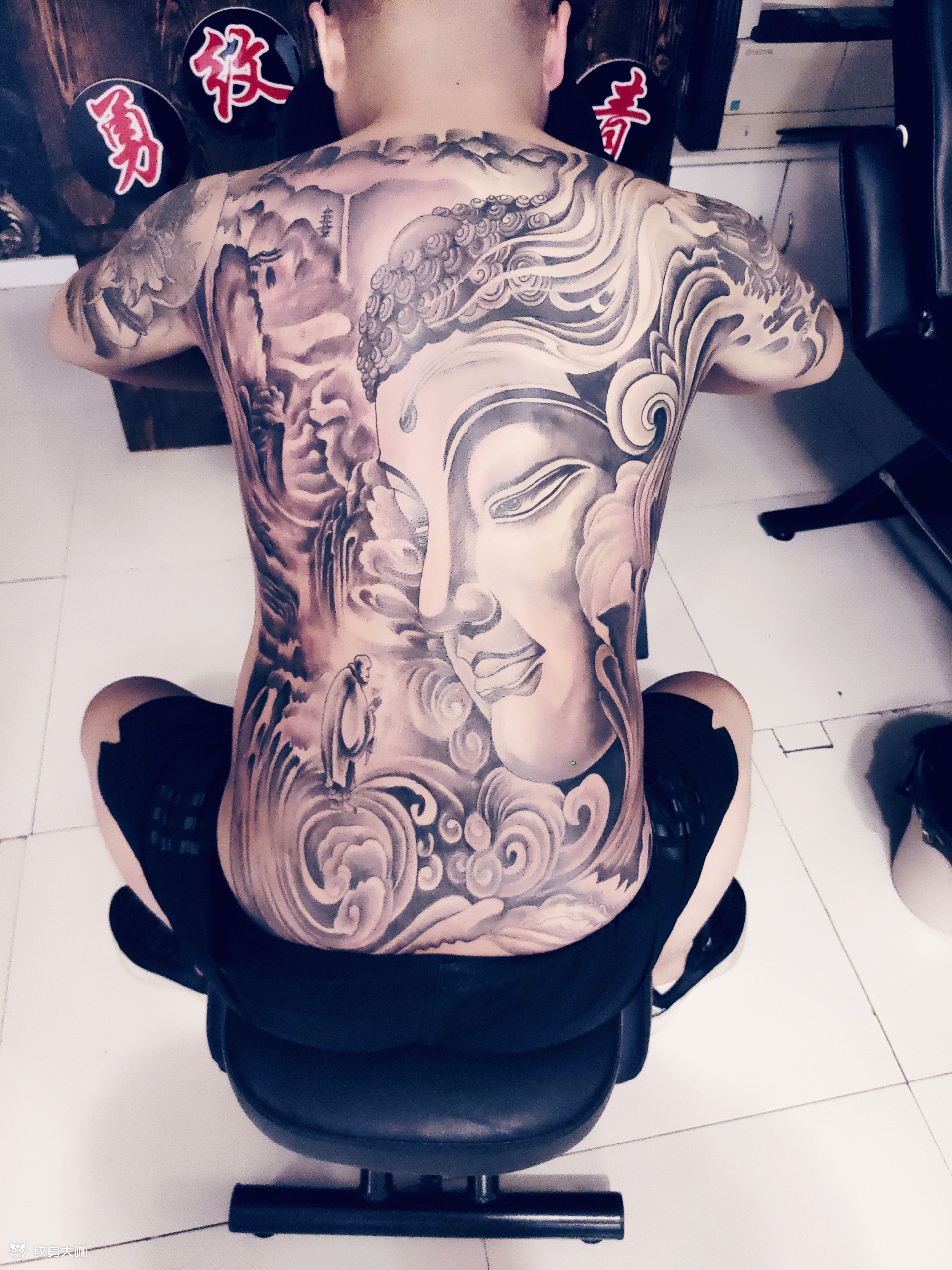 佛,满背_纹身图案手稿图片_王志勇的纹身作品集