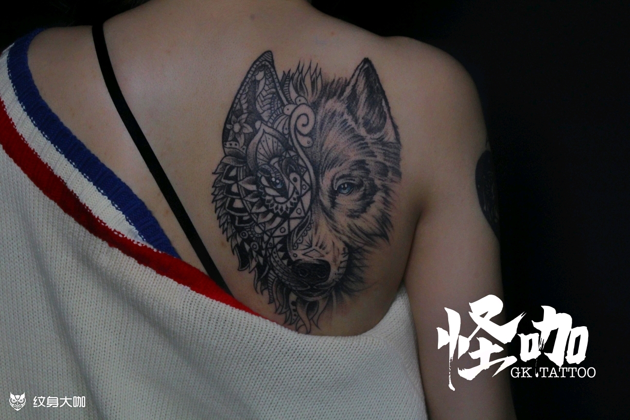 狼头作品_纹身图案手稿图片_成都怪咖-川的纹身作品集