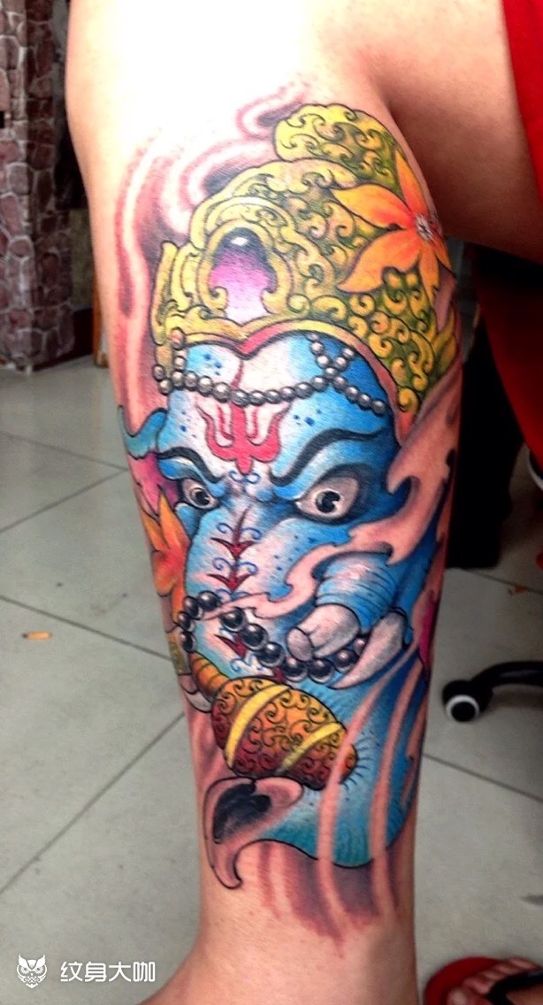 小腿象神_纹身图案手稿图片_葛树杰1的纹身作品集