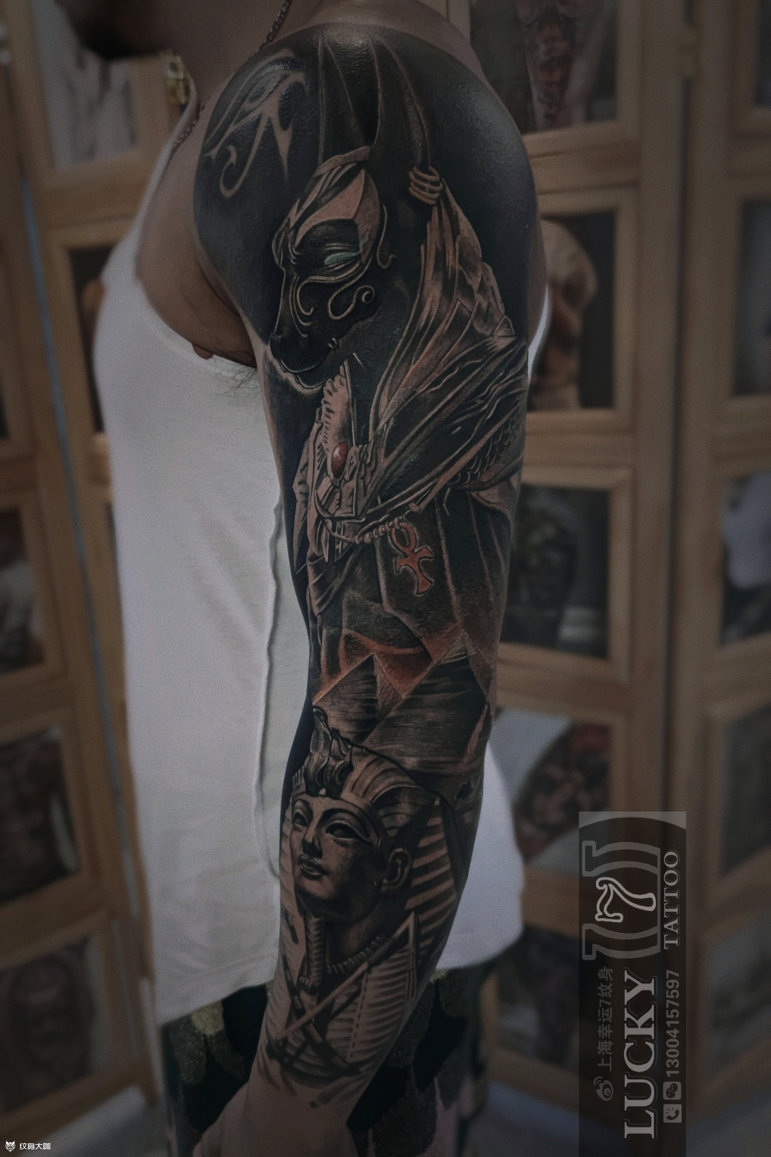 暗黑系|阿努比斯|狮身人面像_纹身图案手稿图片_倪玉琤的纹身作品集