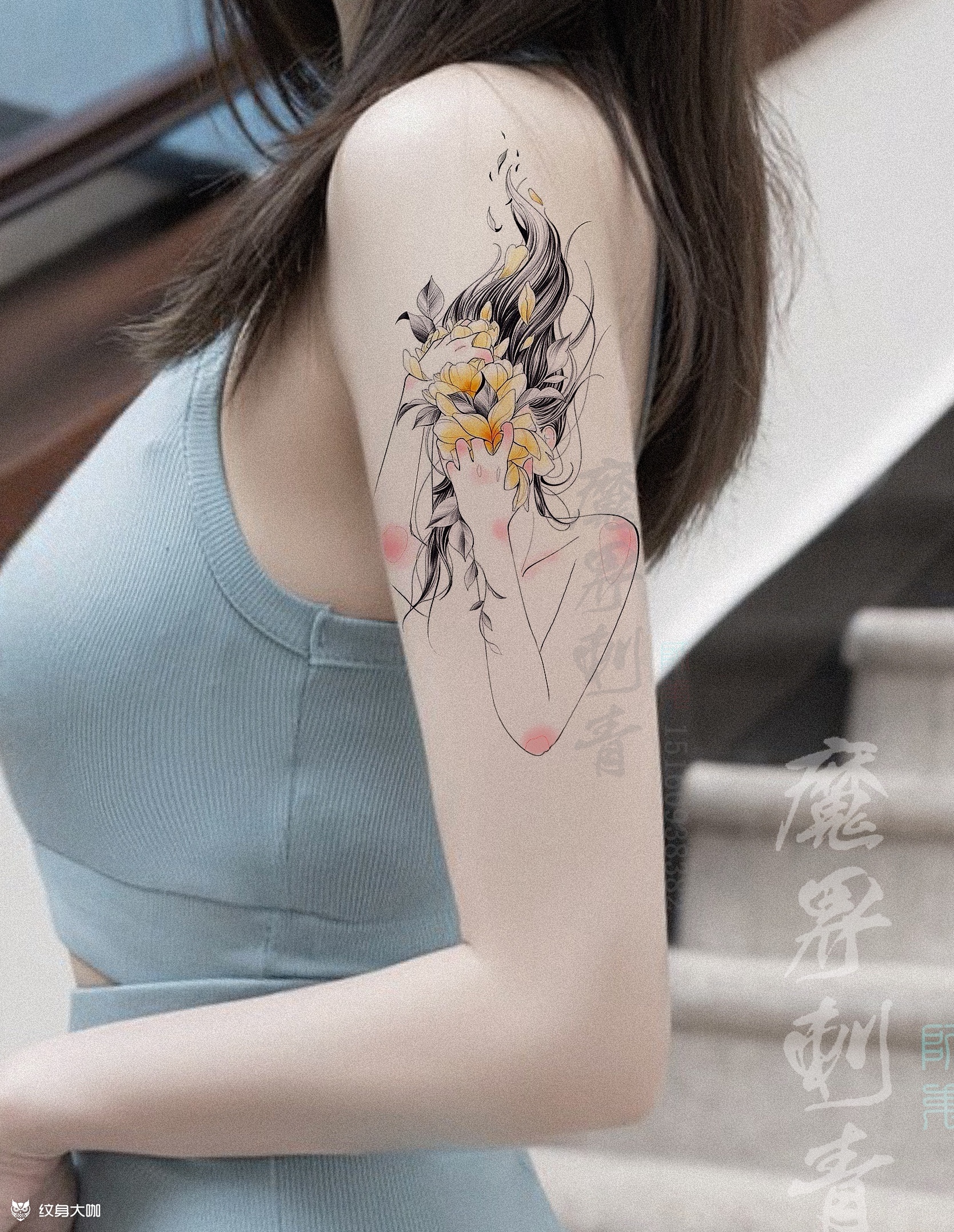 女款素花_纹身图案手稿图片_魔界tattoo—师弟的纹身作品集