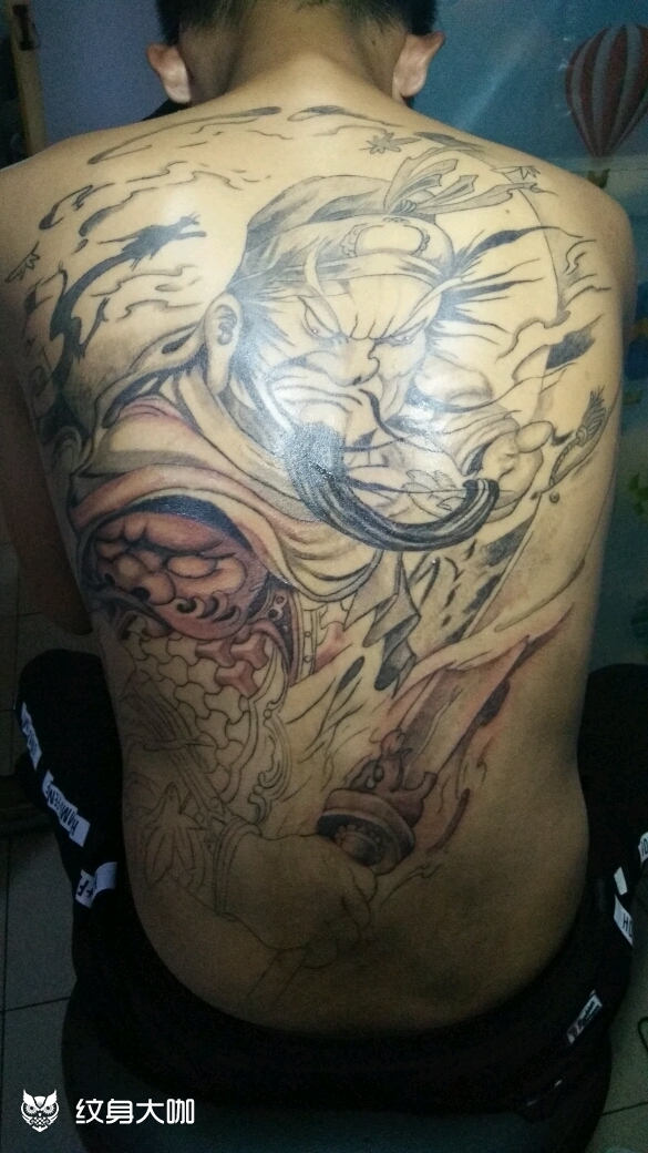 满背红眼关羽_纹身图案手稿图片_峰子的纹身作品集
