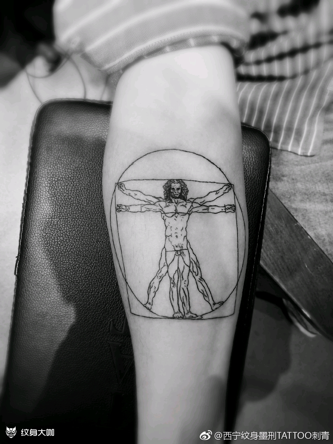 达芬奇(人体完美比例)_纹身图案手稿图片_墨刑的纹身作品集