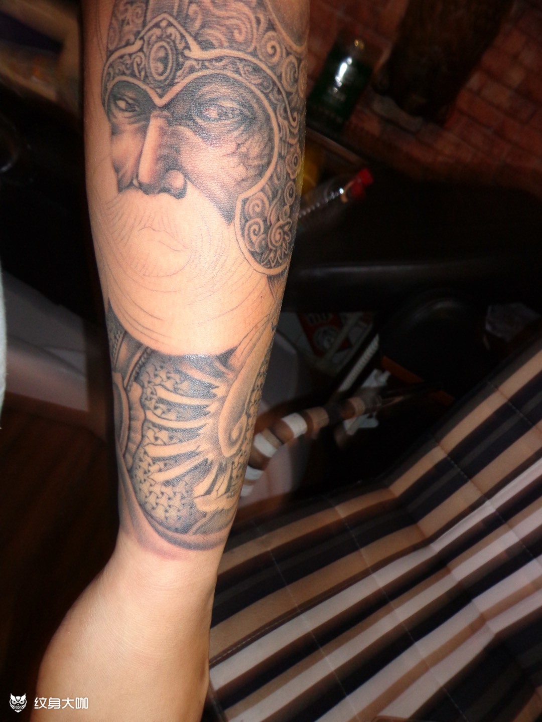 刀马花臂_纹身图案手稿图片_高群的纹身作品集