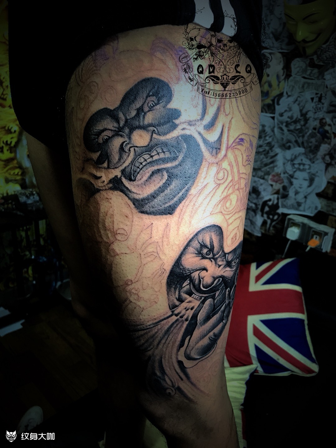 哼哈二将_纹身图案手稿图片_胶东巳雕的纹身作品集