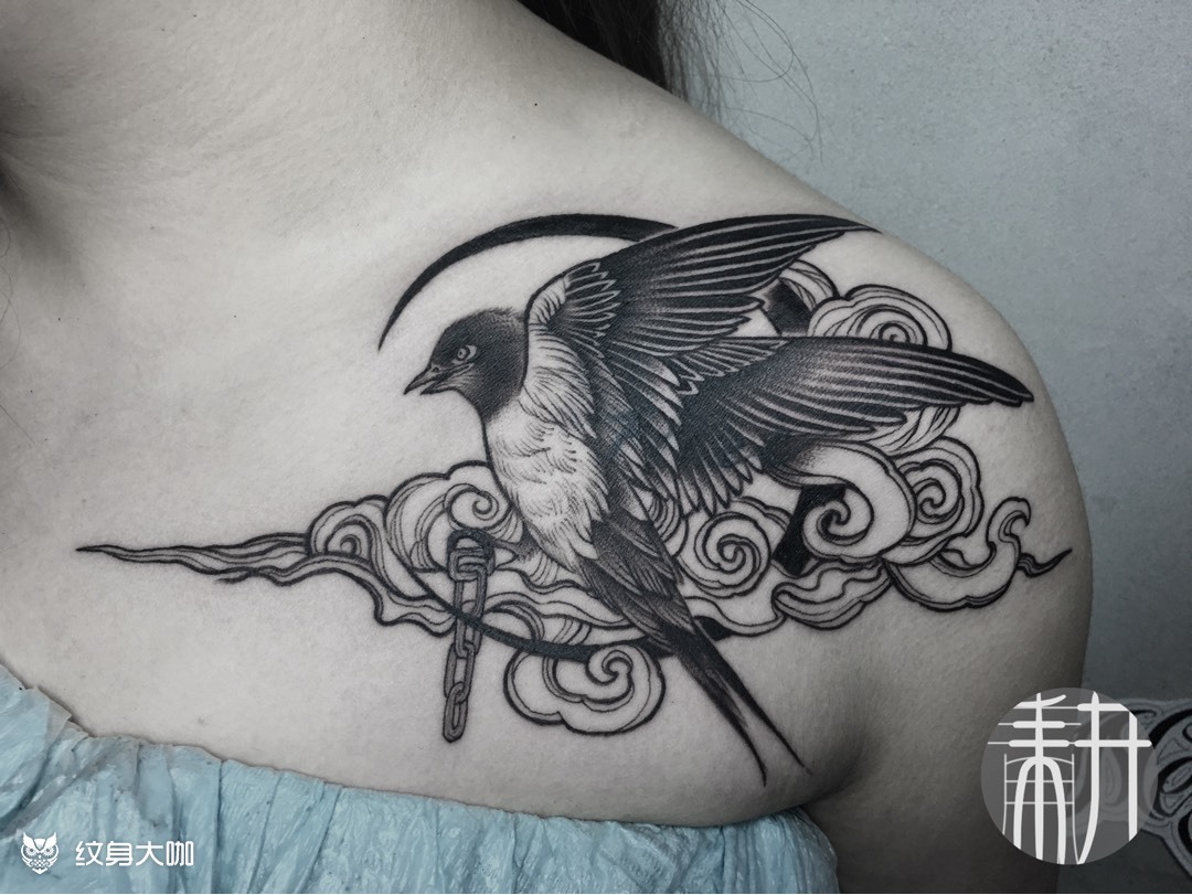 燕子遮盖_纹身图案手稿图片_千卉的纹身作品集