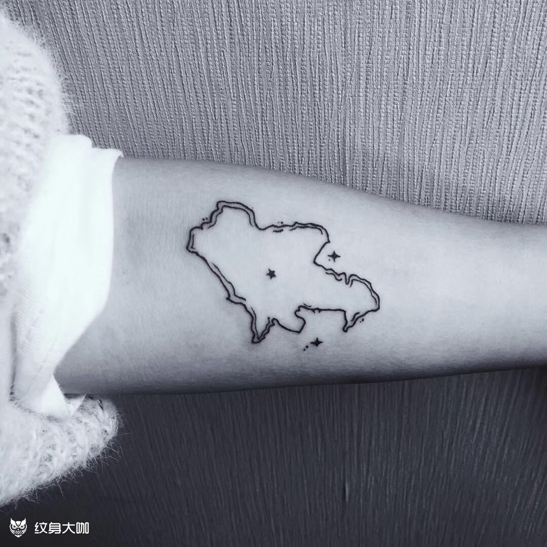 坐标地图_纹身图案手稿图片_凡叔96的纹身作品集