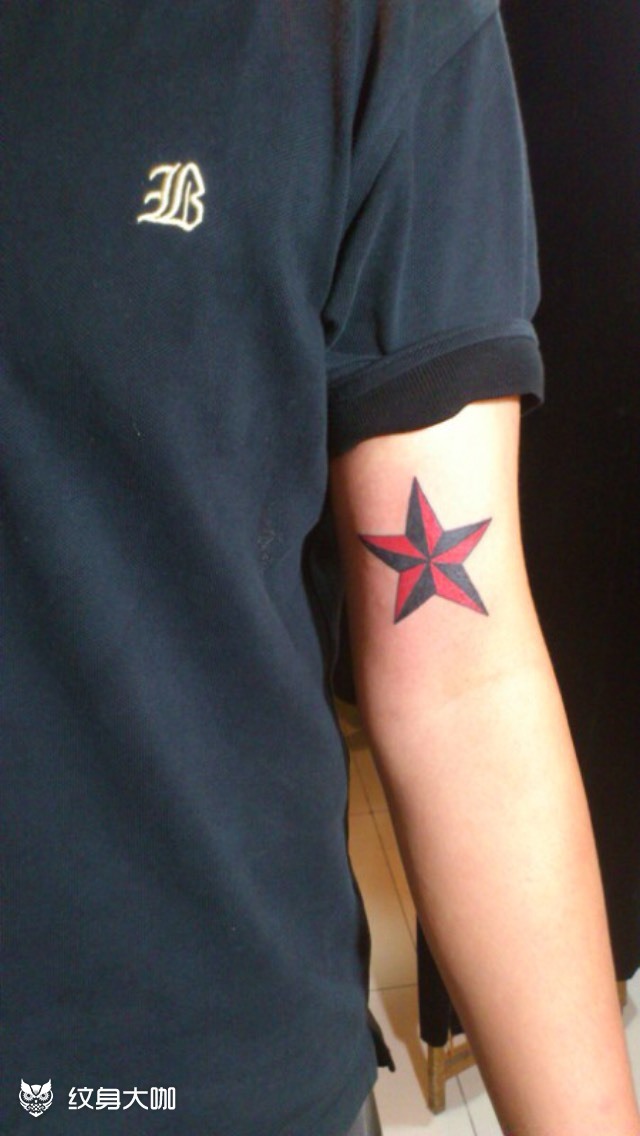 五角星纹身图案男手臂图片
