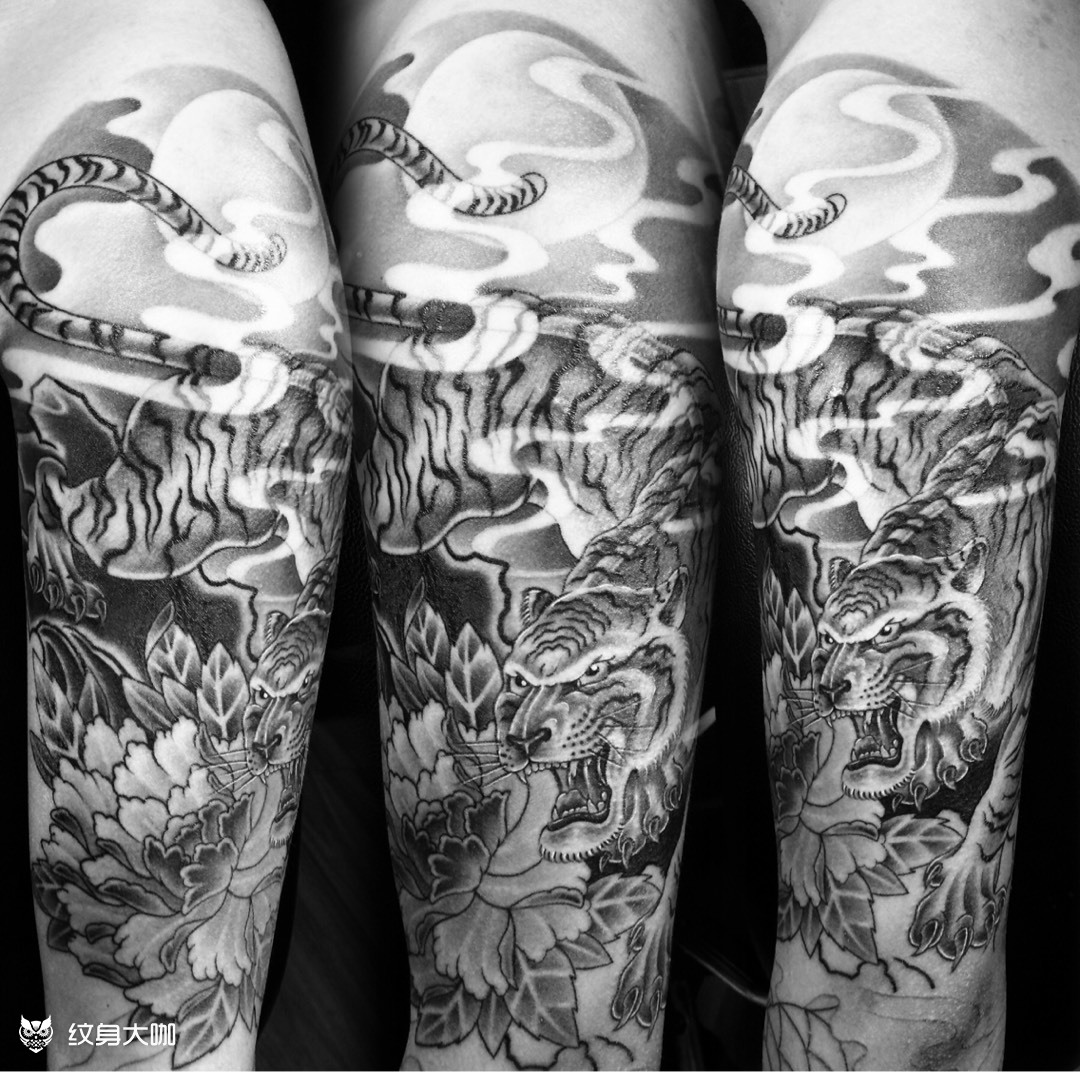 大臂老虎_纹身图案手稿图片_刘新兵的纹身作品集