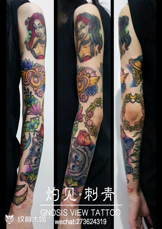 欧美拼接花臂_纹身图案手稿图片_田梦希_ruby的纹身作品集
