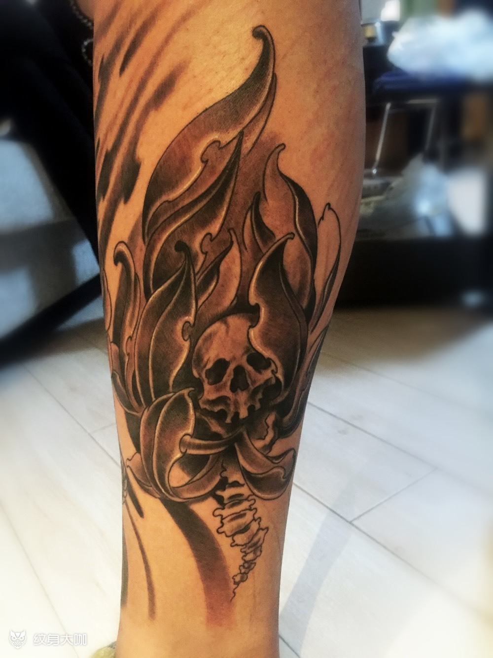 小腿进程._纹身图案手稿图片_小东的纹身作品集