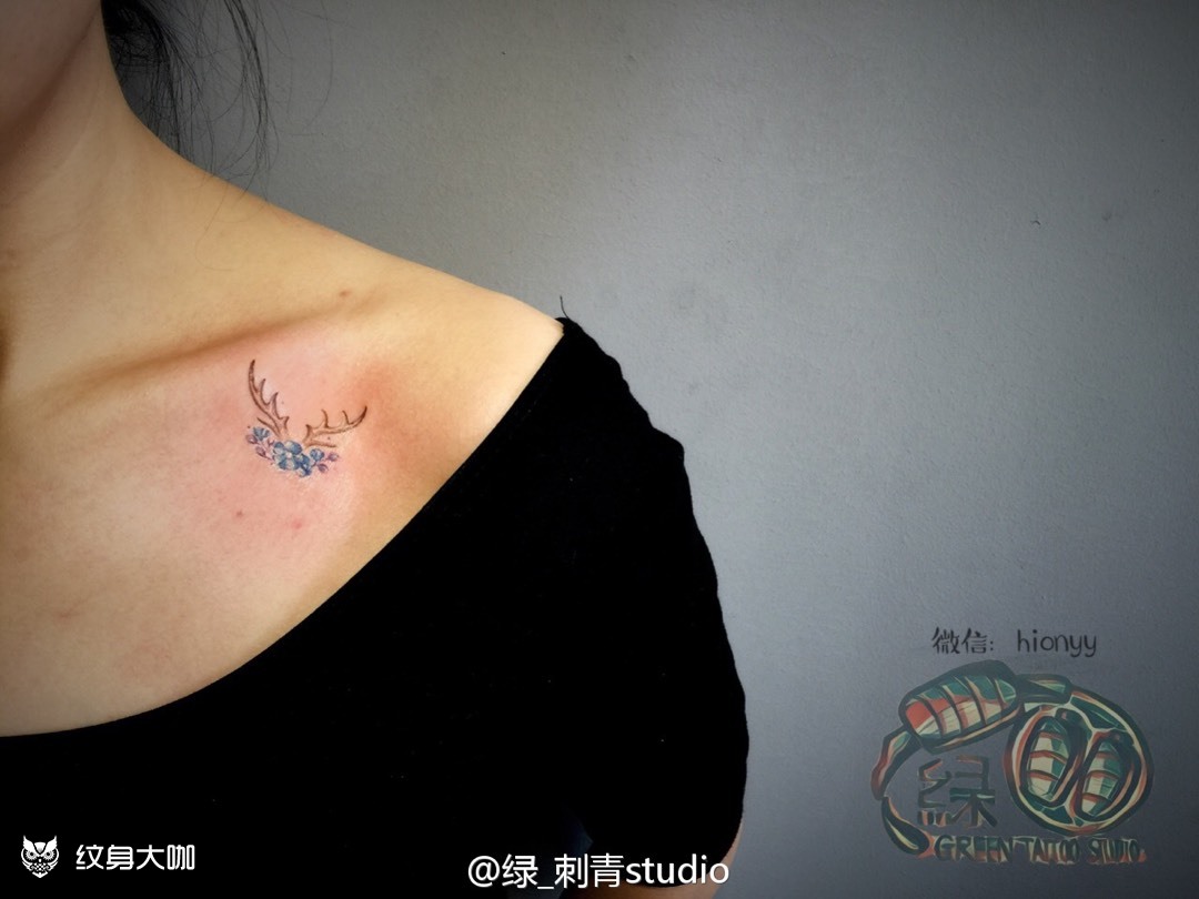 小清新鹿角_纹身图案手稿图片_冒冒的纹身作品集