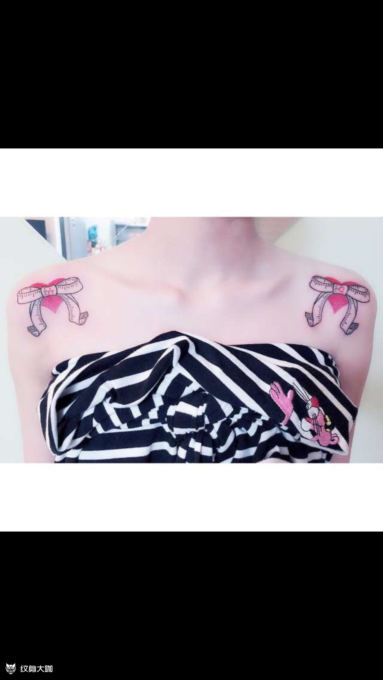 双肩蝴蝶结_纹身图案手稿图片_顽墨 denseink 宝存的纹身作品集