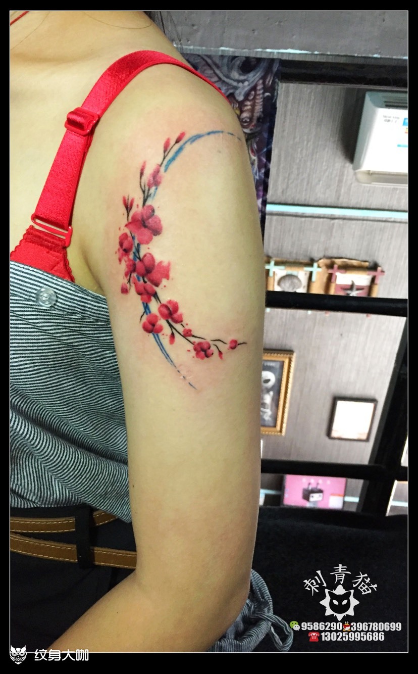 桃花_纹身图案手稿图片_阿猫的纹身作品集
