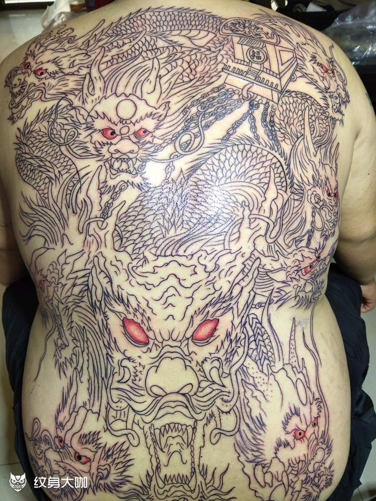 九龙拉棺_纹身图案手稿图片_至尊门～纹身社的纹身作品集