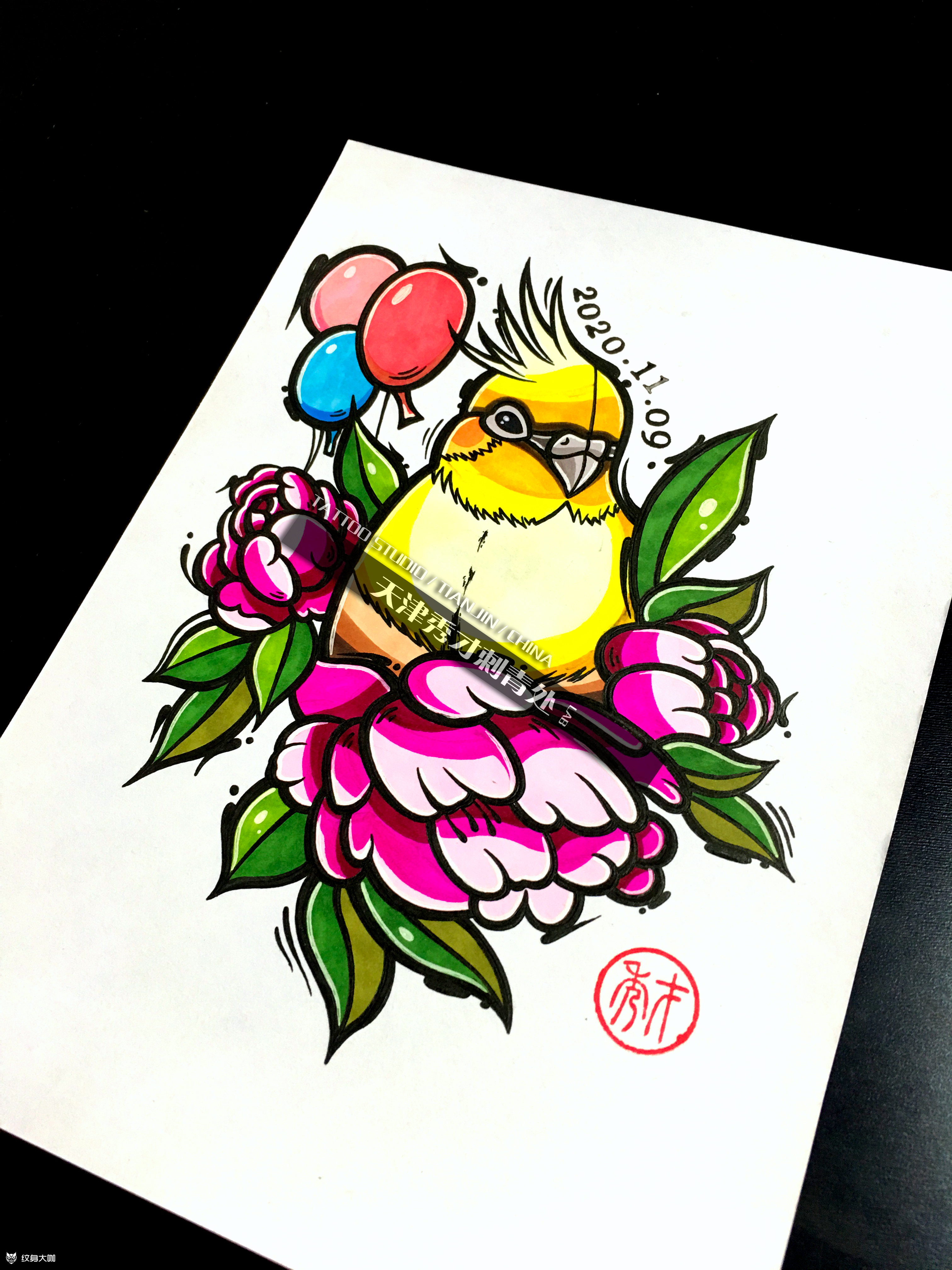 原创手稿,玄凤鹦鹉_纹身图案手稿图片_l3s的纹身作品集