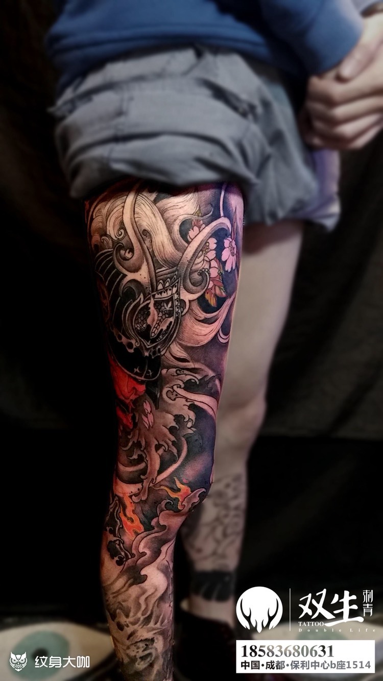 满腿_纹身图案手稿图片_双生的纹身作品集