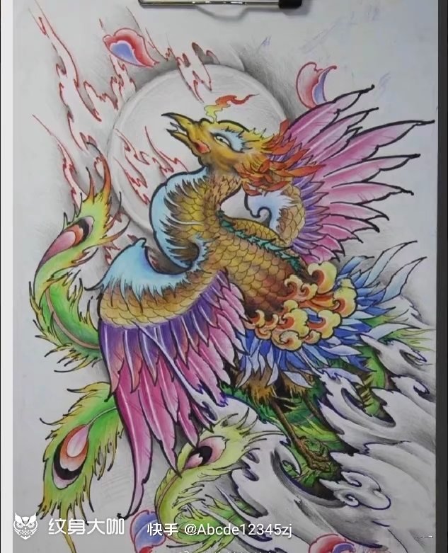 凤凰纹身手稿_纹身图案手稿图片_火凤凰totaoo的纹身作品集