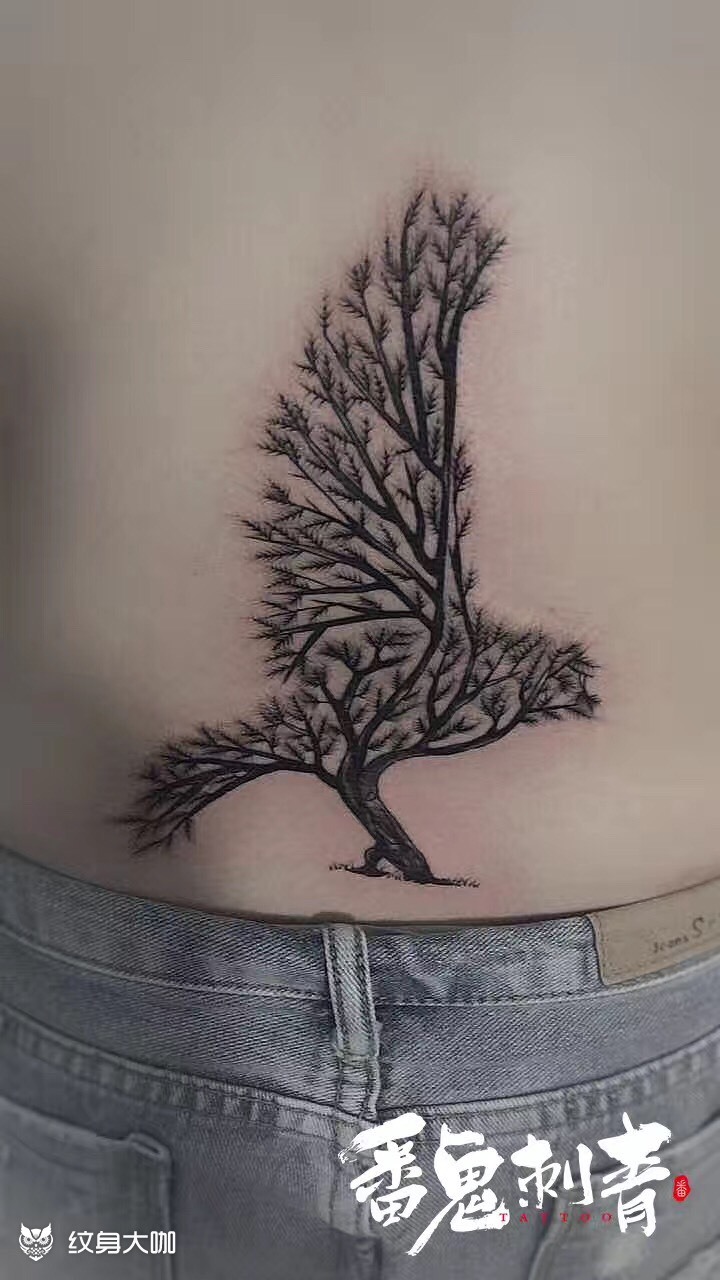 树枝鸟_纹身图案手稿图片_番鬼的纹身作品集