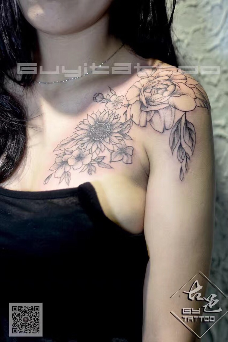 肩花_纹身图案手稿图片_古邑,小聪的纹身作品集