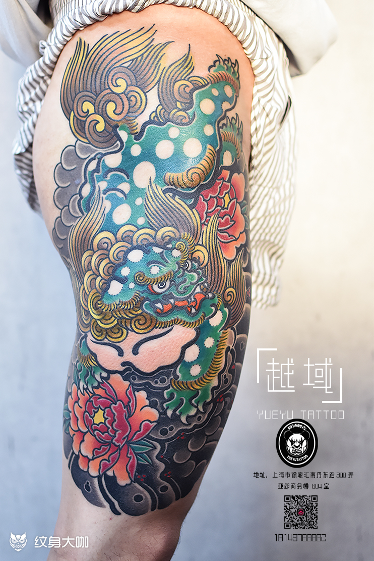 唐狮纹身图案 在日本旅居多年的帅哥,尤其喜欢老传统风格图案,准备