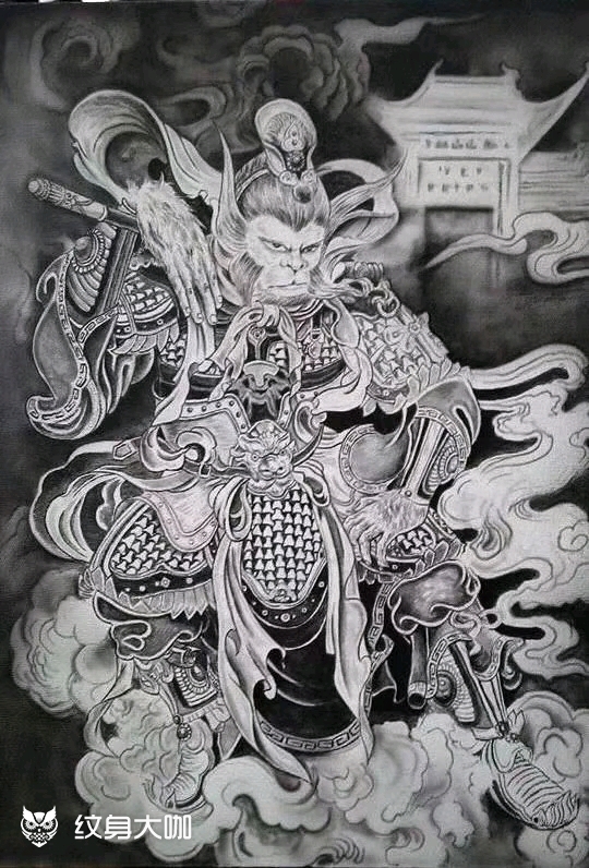 猴子_纹身图案手稿图片_02a异龙的纹身作品集