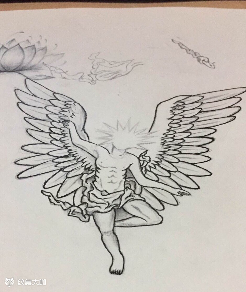 天使_纹身图案手稿图片_倩倩的纹身作品集