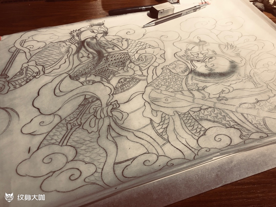 秦叔宝 尉迟恭_纹身图案手稿图片_李豪华的纹身作品集