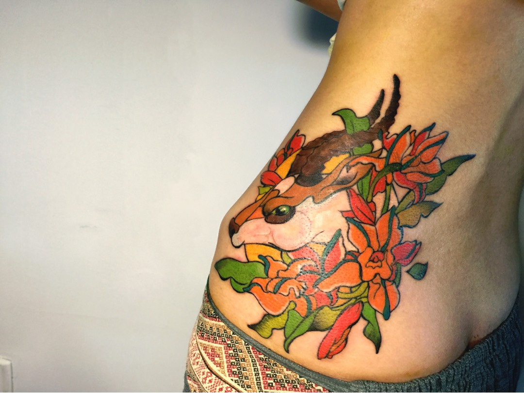 羚羊_纹身图案手稿图片_大圆圆的纹身作品集