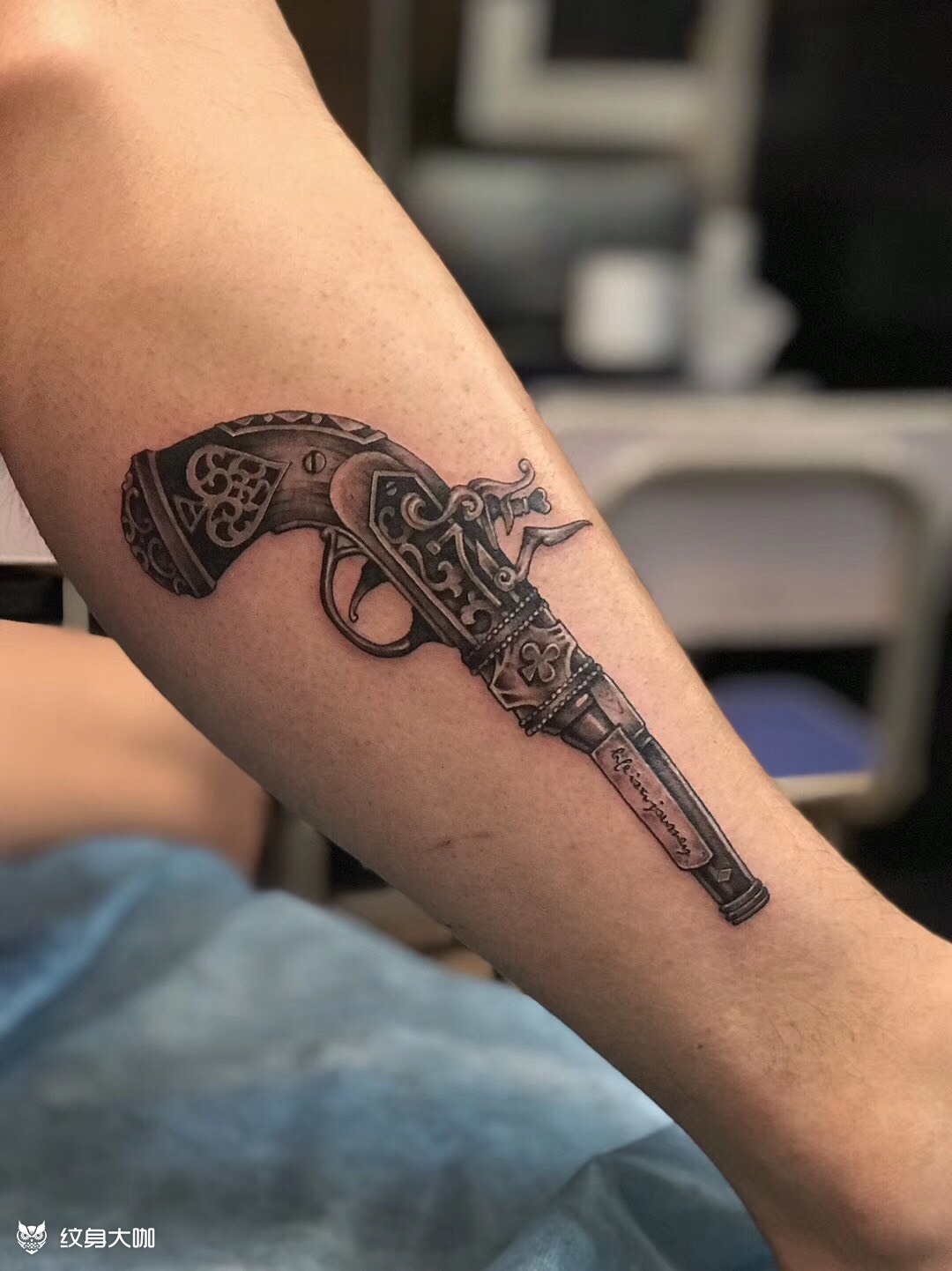 火药枪_纹身图案手稿图片_郭洪滨的纹身作品集