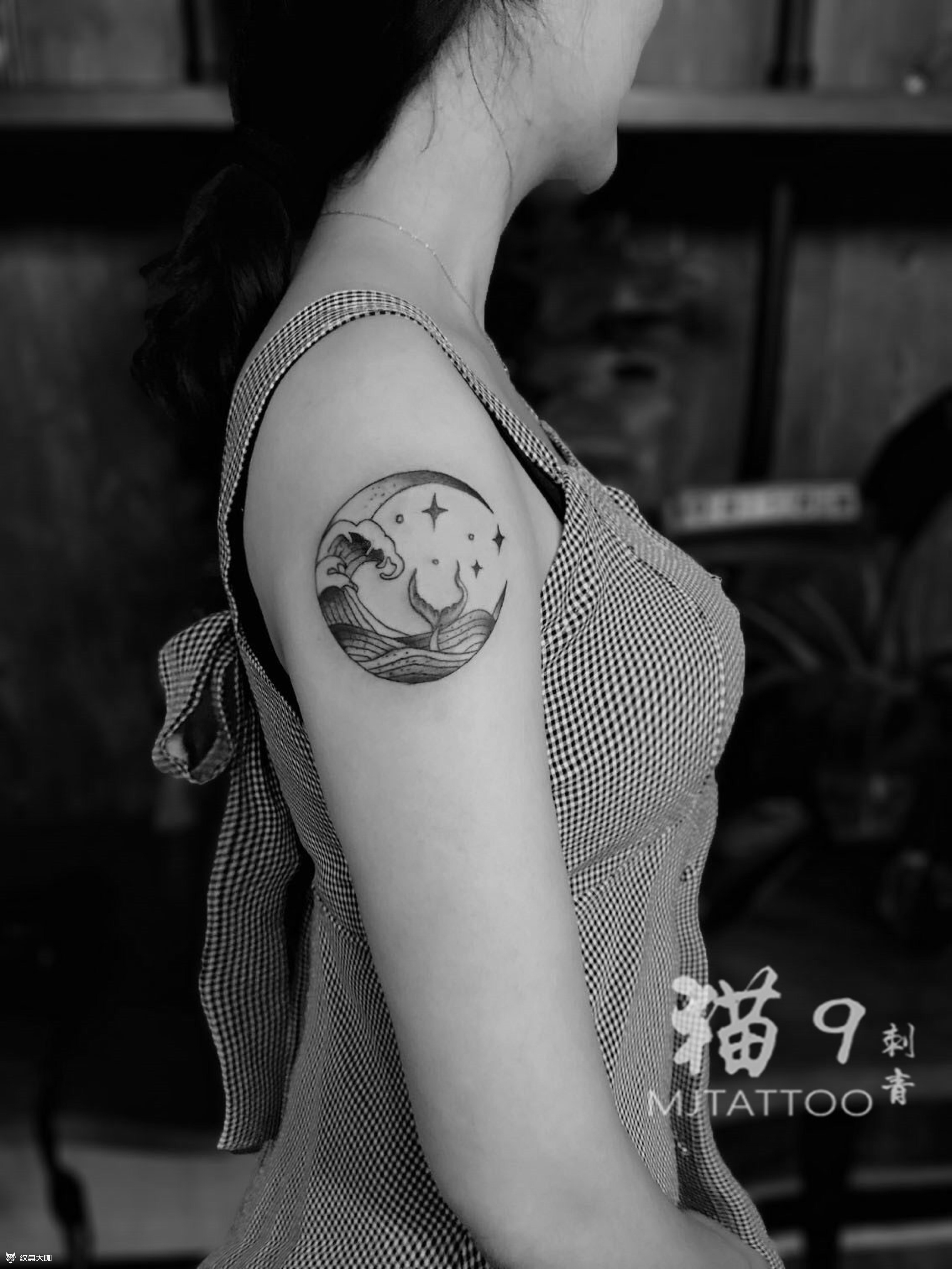 情侣小图,日月_纹身图案手稿图片_9师傅的纹身作品集