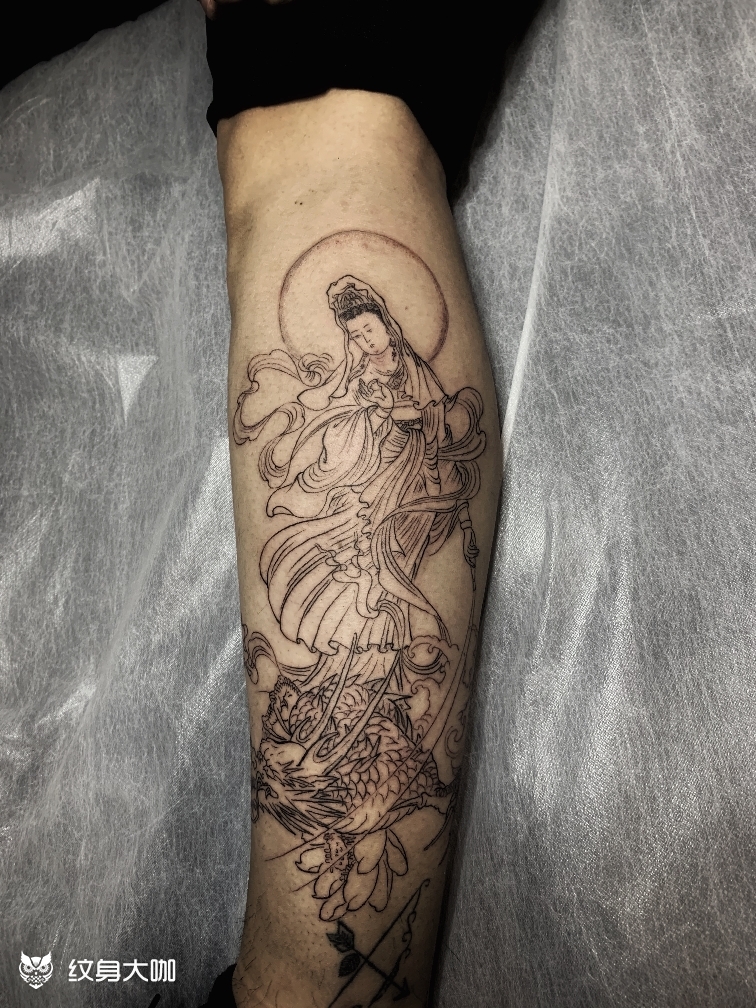 御龙观音_纹身图案手稿图片_不惑的纹身作品集